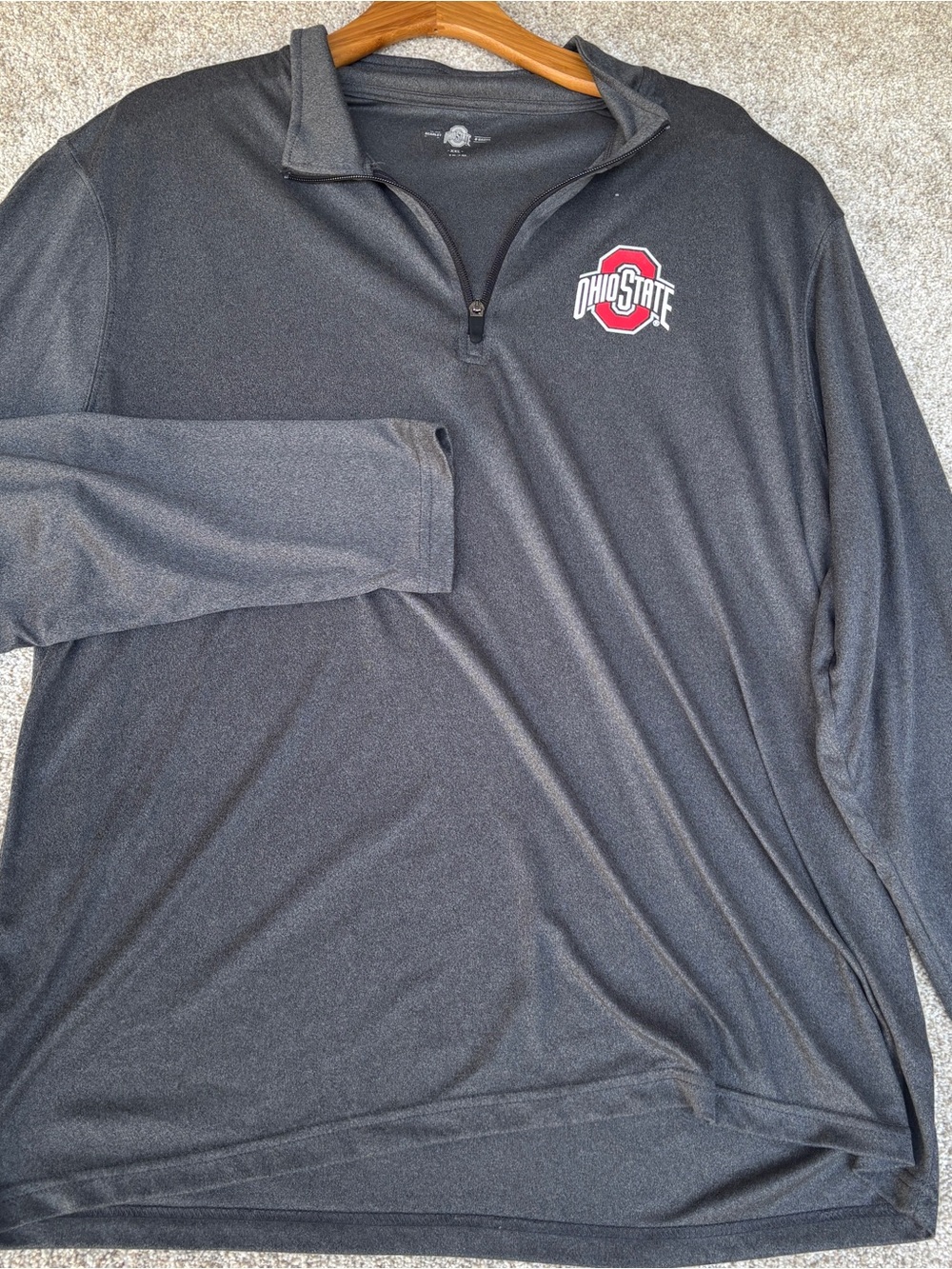 Ohio State Gray 1/4 Zip Pullover with Red Logo